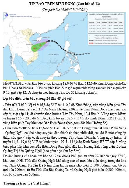 Tin bão trên biển đông cơn bão số 12