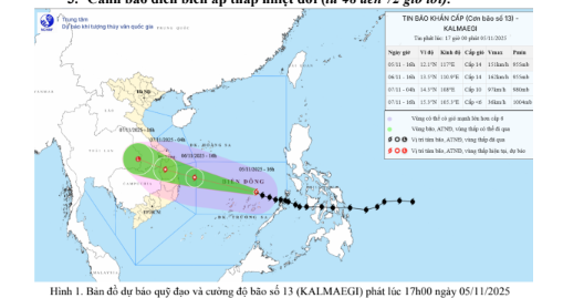 TIN BÃO KHẨN CẤP - Cơn bão số 13 (17h ngày 5/11/2025)