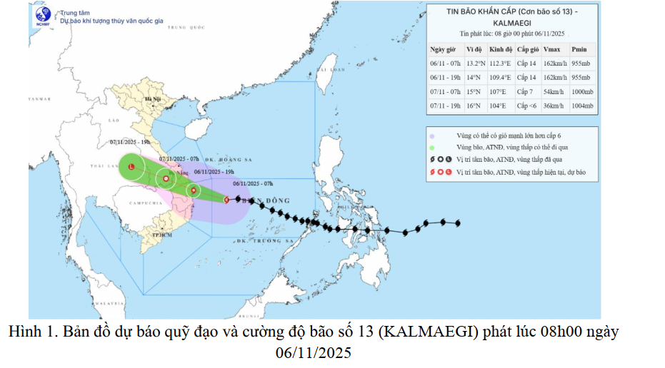 TIN BÃO KHẨN CẤP - Cơn bão số 13 (Hồi 7h ngày 6.11.2025)